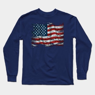 Tattered American flag Long Sleeve T-Shirt